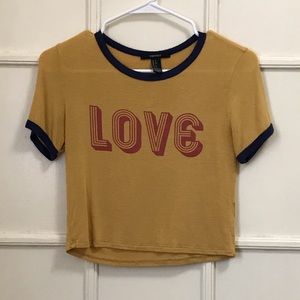 Yellow “Love” crop top